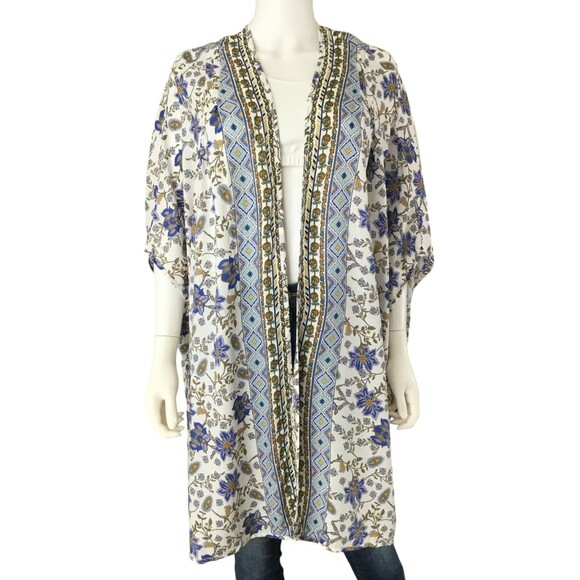 Anthropologie Feathers by Tolani Kimono Top OS Floral BOHO Dainty Girly Festival - Picture 2 of 16